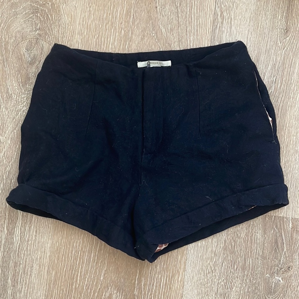 Forever 21 Tweed Navy High Rise Shorts